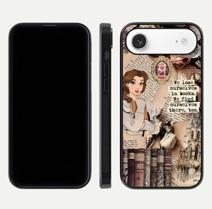Bookish Dream World Glass Case for iPhone Air  dual-view layout displaying colorful fantasy print and edge finish