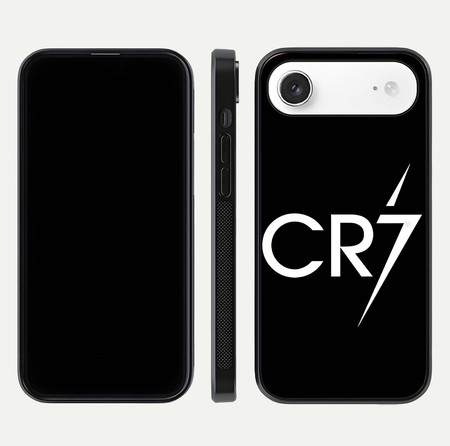 CR7 Elite Strike Glass Case for iPhone Air  dual-view layout showing sport tones and edge clarity