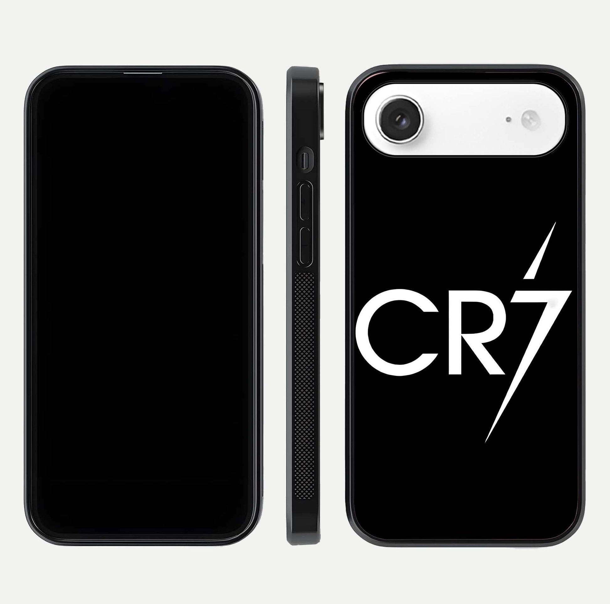 CR7 Elite Strike Glass Case for iPhone Air  dual-view layout showing sport tones and edge clarity