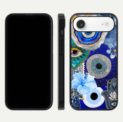 Celestial Blue Vision Glass Case for iPhone Air  dual-view layout showing celestial gradient and curved edges