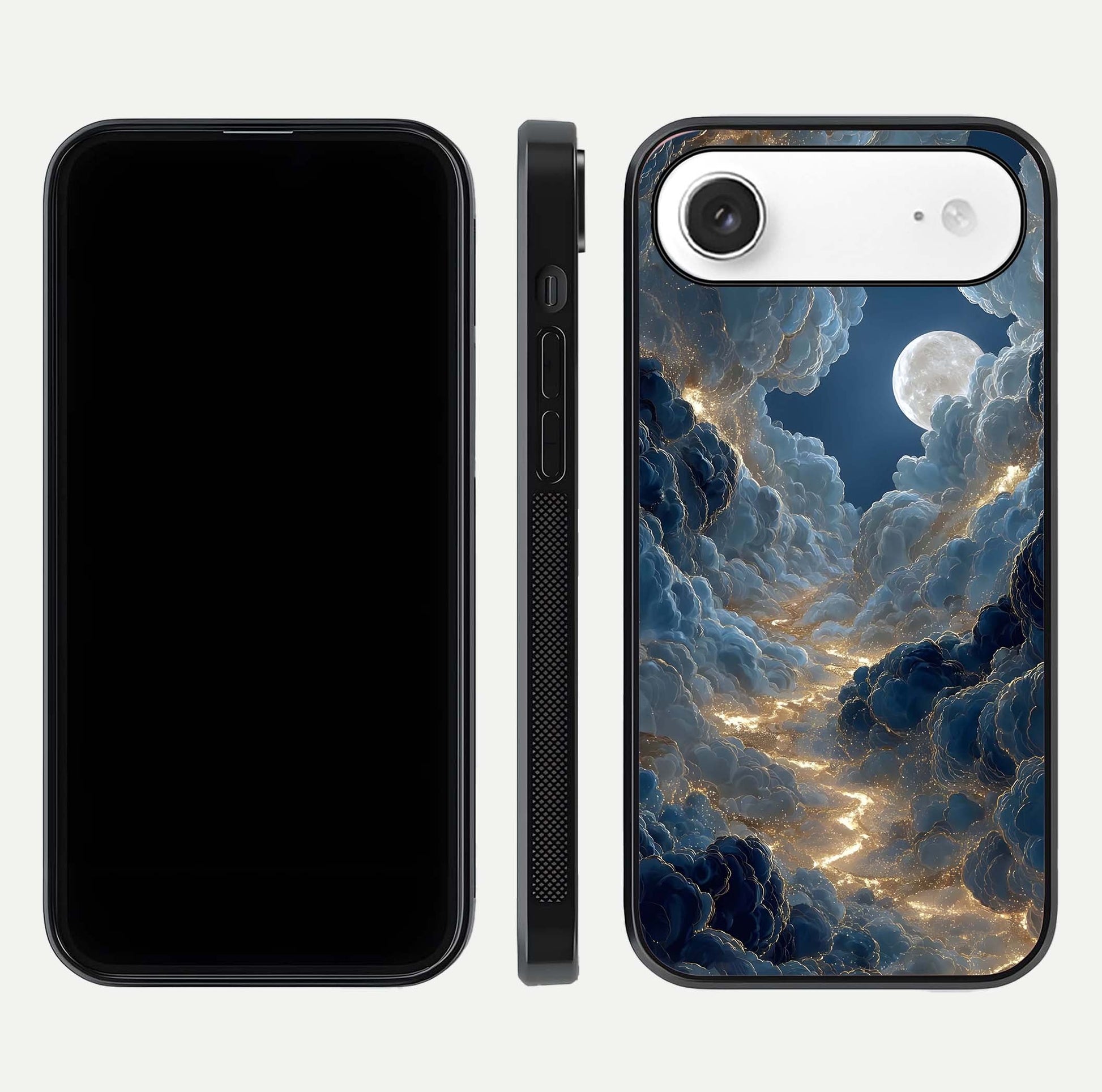 Celestial Cloud Road Glass Case for iPhone Air  front-and-back layout displaying balance between light and depth