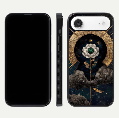 Celestial Lotus Morang Glass Case for iPhone Air  dual-view layout displaying floral symmetry and polished edges