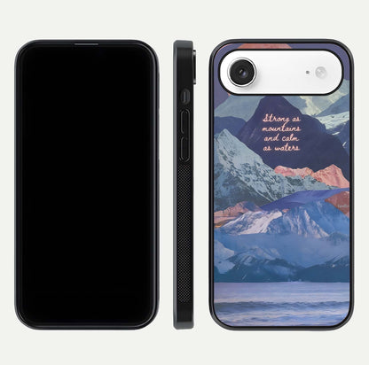 Celestial Mountain Calm Glass Case for iPhone Air  dual-view layout displaying scenic tones and curved finish