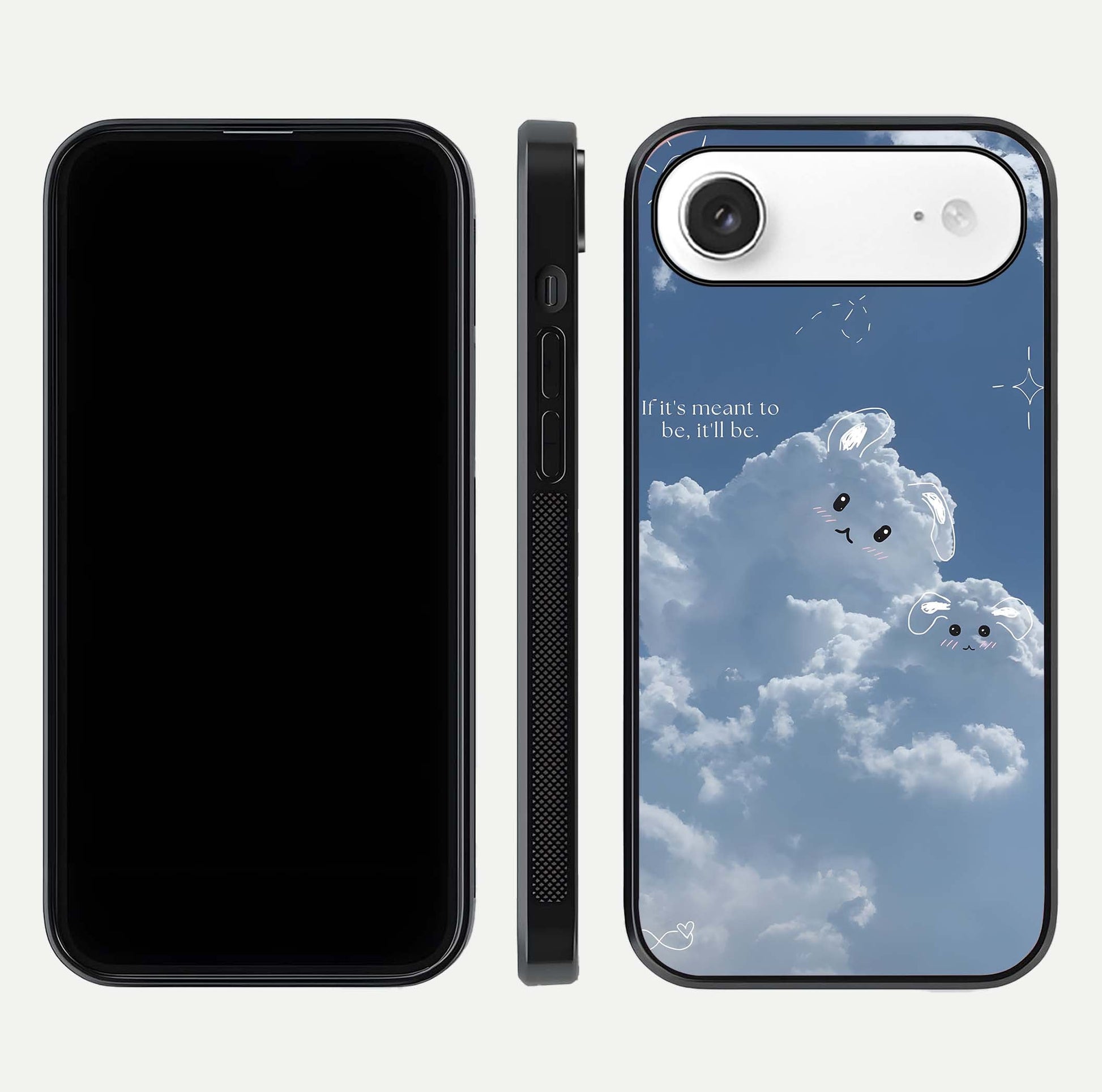 Cloud Bunny Dreams Glass Case for iPhone Air  dual-view layout displaying aesthetic tones and smooth polish