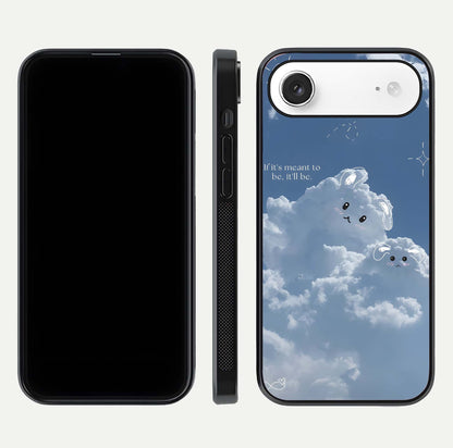 Cloud Bunny Dreams Glass Case for iPhone Air  dual-view layout displaying aesthetic tones and smooth polish