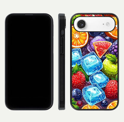 Colorful Fruits with Ice Glass Case for iPhone Air  dual-view layout showing fresh tones and polished edges