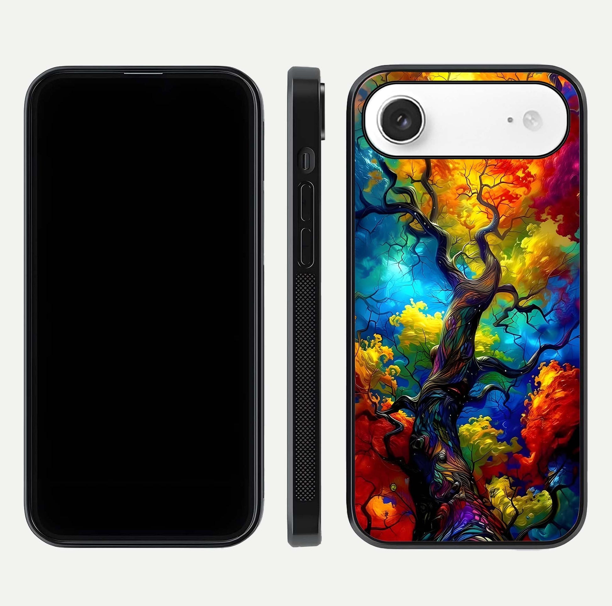 Colorful Tree Glass Case for iPhone Air  dual-view layout displaying balanced tones and smooth edges