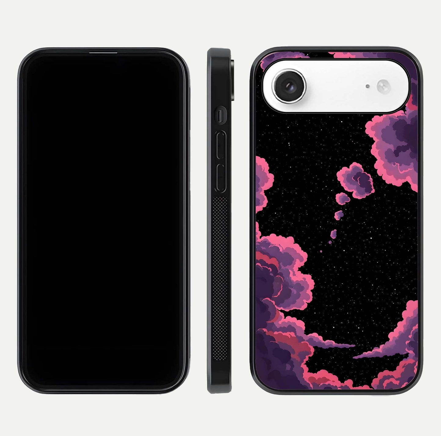 Cosmic Cloud Journey Glass Case for iPhone Air  dual-view layout displaying celestial tones and edge clarity