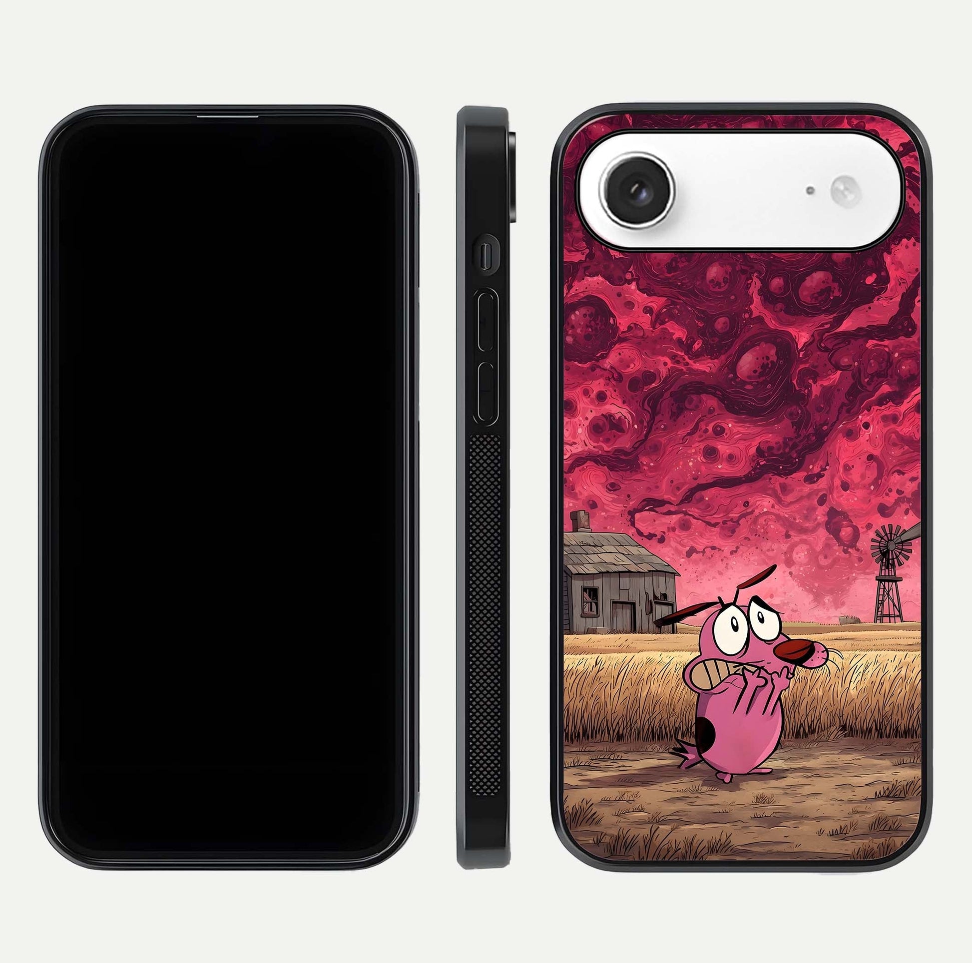 Courage Under Sky Glass Case for iPhone Air  dual-view layout displaying text alignment and glass finish