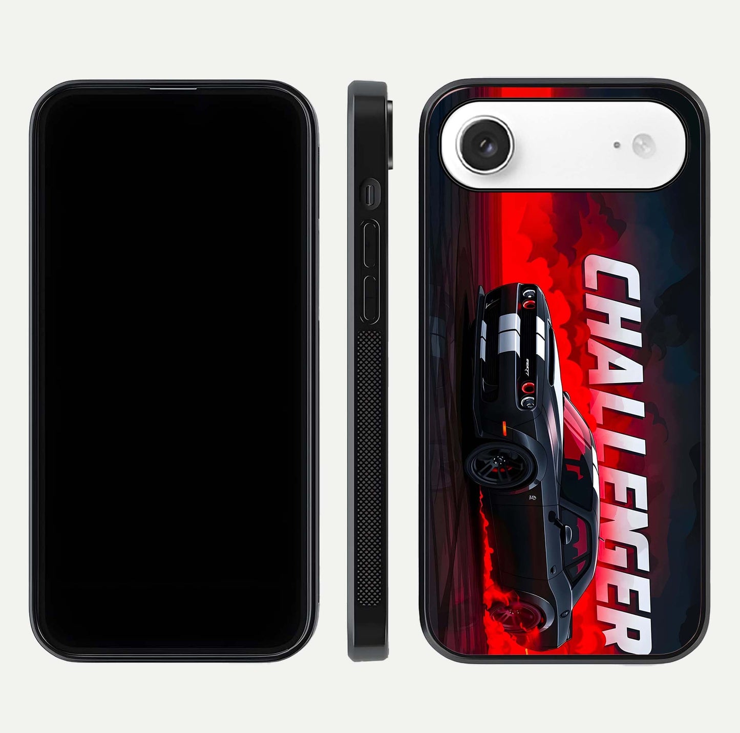 Crimson Challenger Fury Glass Case for iPhone Air  dual-view layout displaying bold tones and edge polish