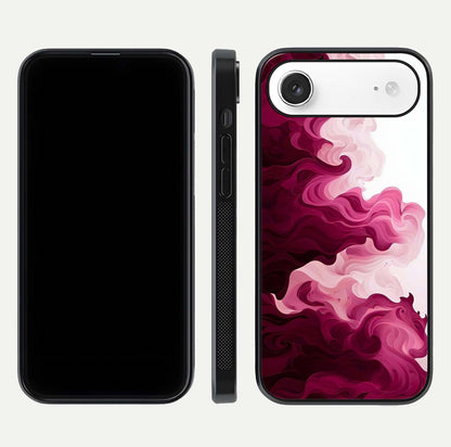 Crimson Wave Flow Glass Case for iPhone Air  dual-view layout displaying curved wave art and polished surface