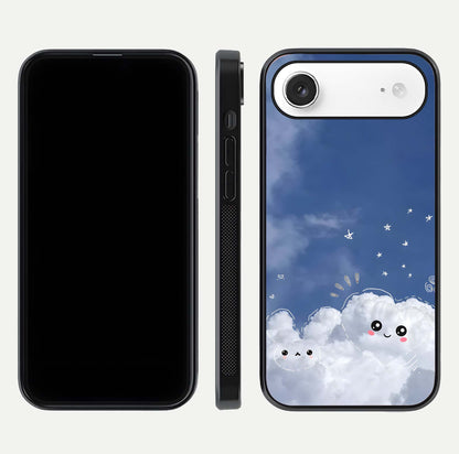 Cute Blossom Cloud Glass Case for iPhone Air  dual-view layout displaying cute floral clouds and polished edge