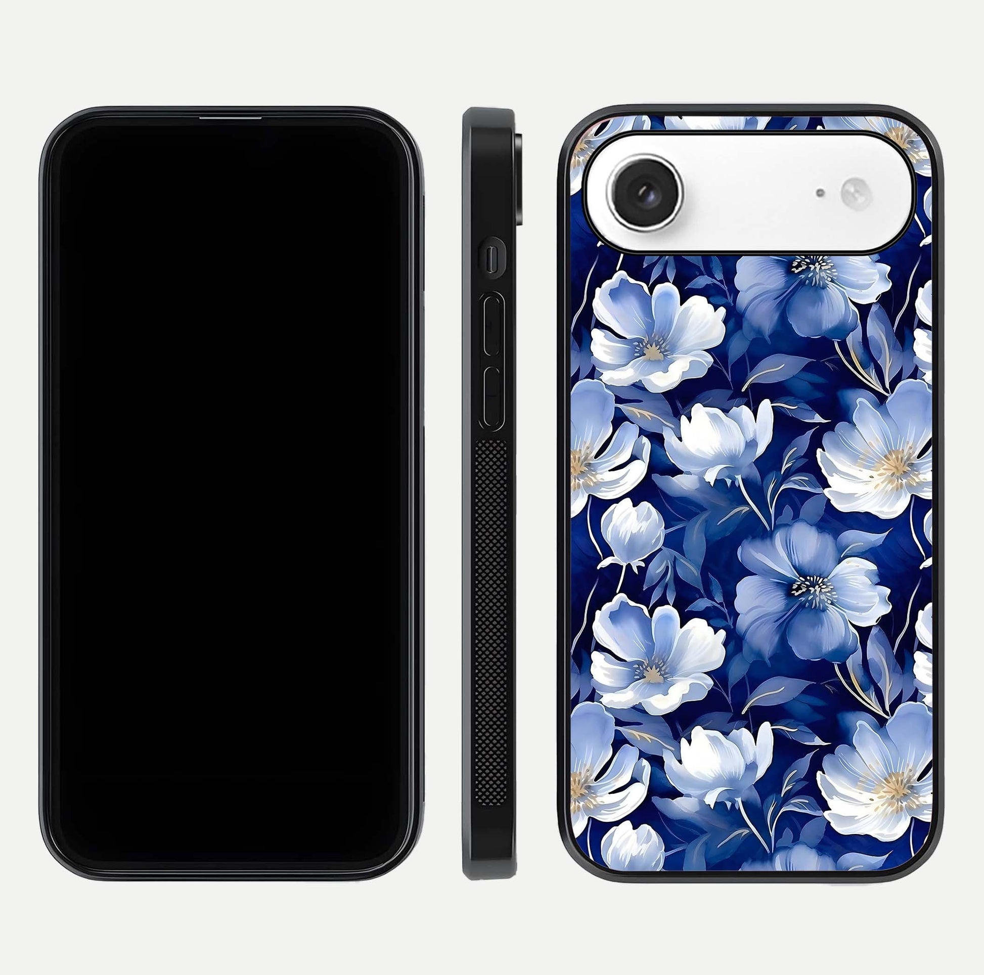 Cute Floral Patterns Glass Case for iPhone Air  dual-view layout displaying HD floral print and curved edges