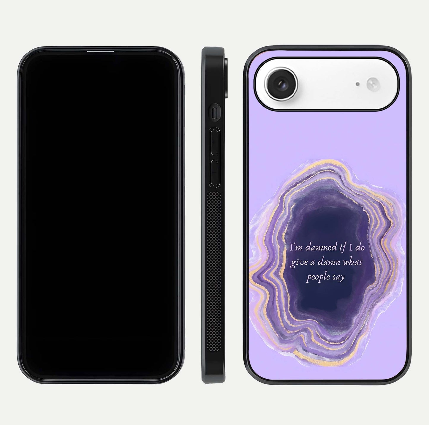 Damned People Quote Glass Case for iPhone Air  dual-view layout displaying modern print and glass clarity