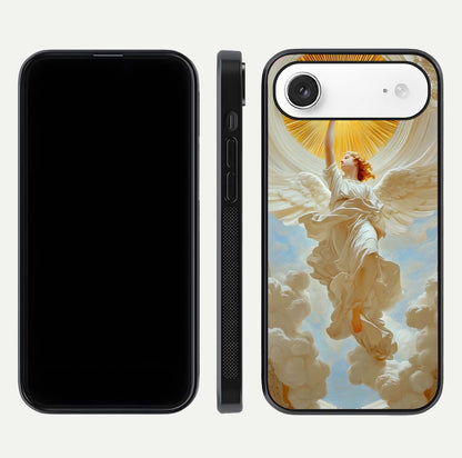 Divine Light Angel Glass Case for iPhone Air  dual-view layout displaying celestial tones and smooth curves