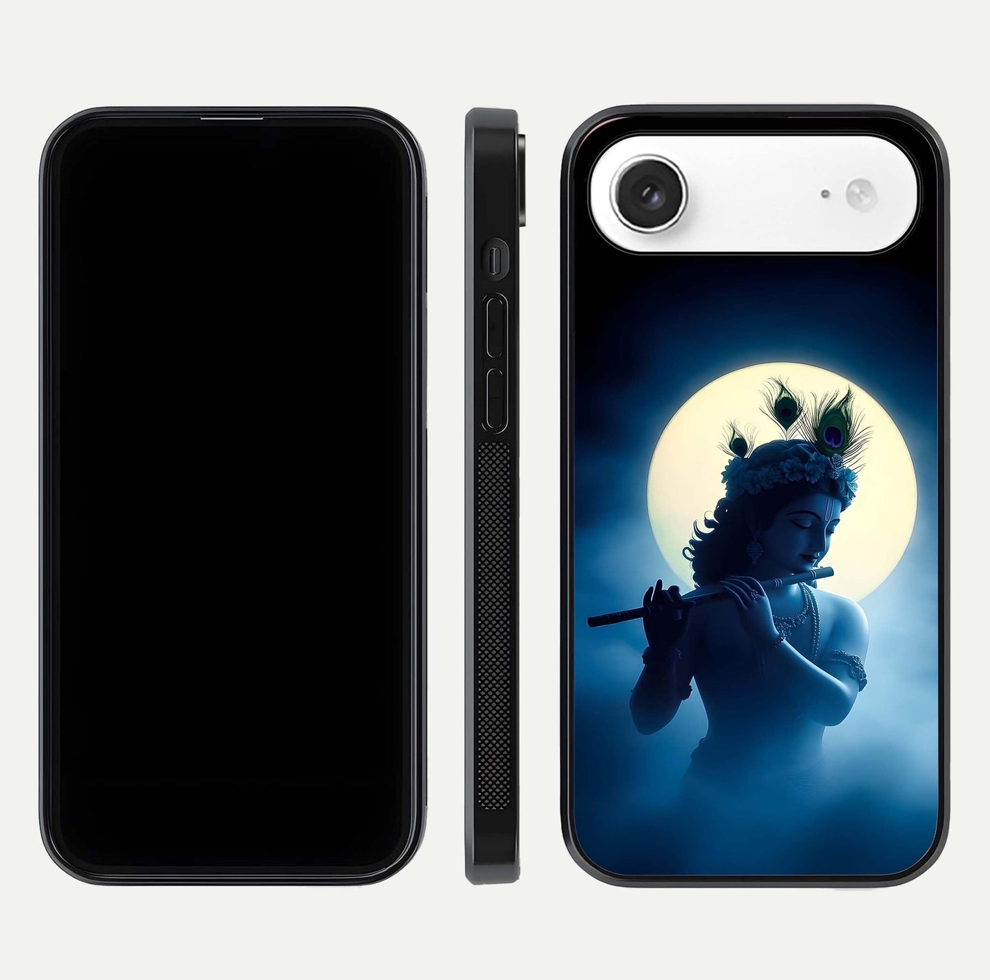Divine Moon Flute Glass Case for iPhone Air  dual-view layout displaying soft night tones and curved polish