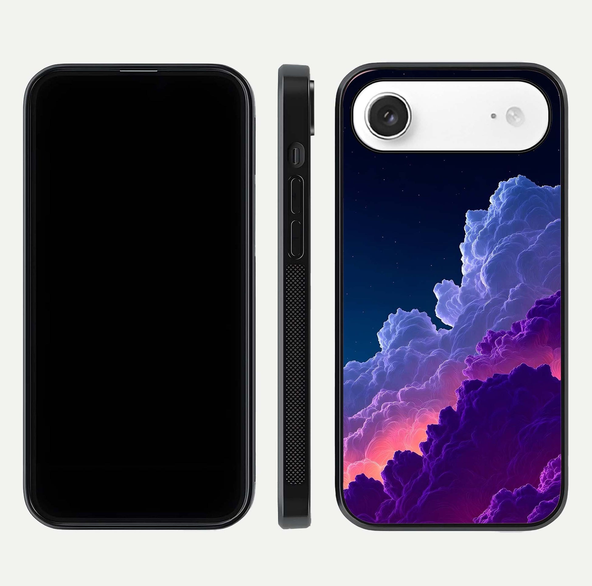 Dreamy Cloud Skies Glass Case for iPhone Air  dual-view layout displaying calm sky art and smooth curve