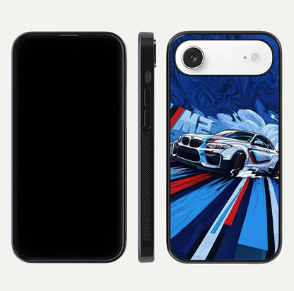 Drift Power Rush Glass Case for iPhone Air  dual-view layout displaying dynamic motion art and HD gloss