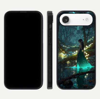 Enchanted Forest Glow Glass Case for iPhone Air  dual-view layout displaying green tones and smooth glass