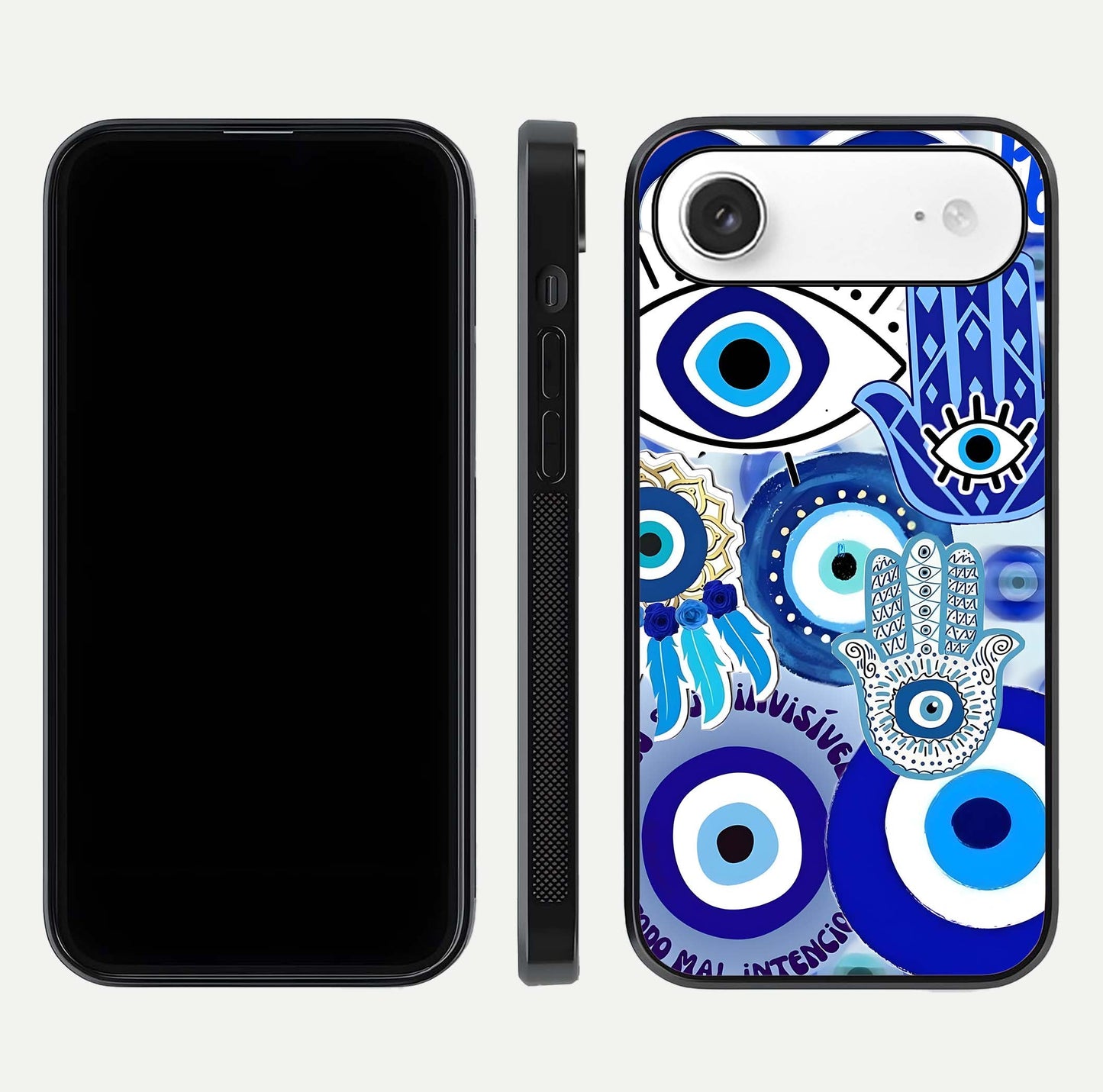 Evil Eyes Dream Glass Case for iPhone Air  dual-view layout displaying spiritual motif and polished curved edge