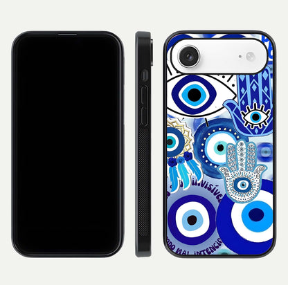 Evil Eyes Dream Glass Case for iPhone Air  dual-view layout displaying spiritual motif and polished curved edge