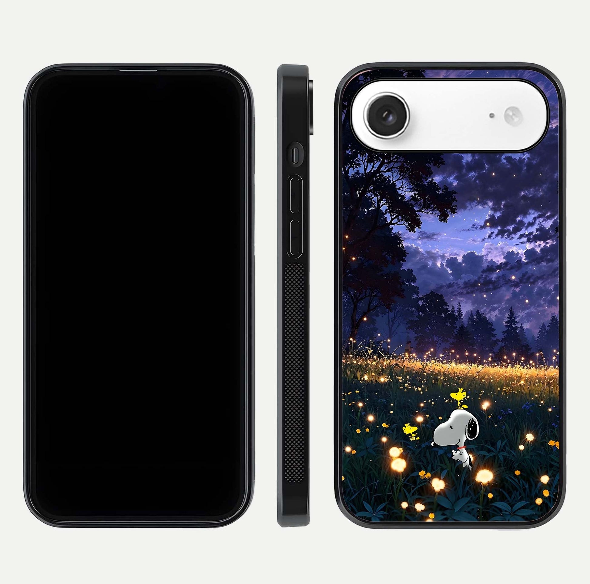 Firefly Meadow Magic Glass Case for iPhone Air  dual-view layout displaying enchanting tones and curved edges