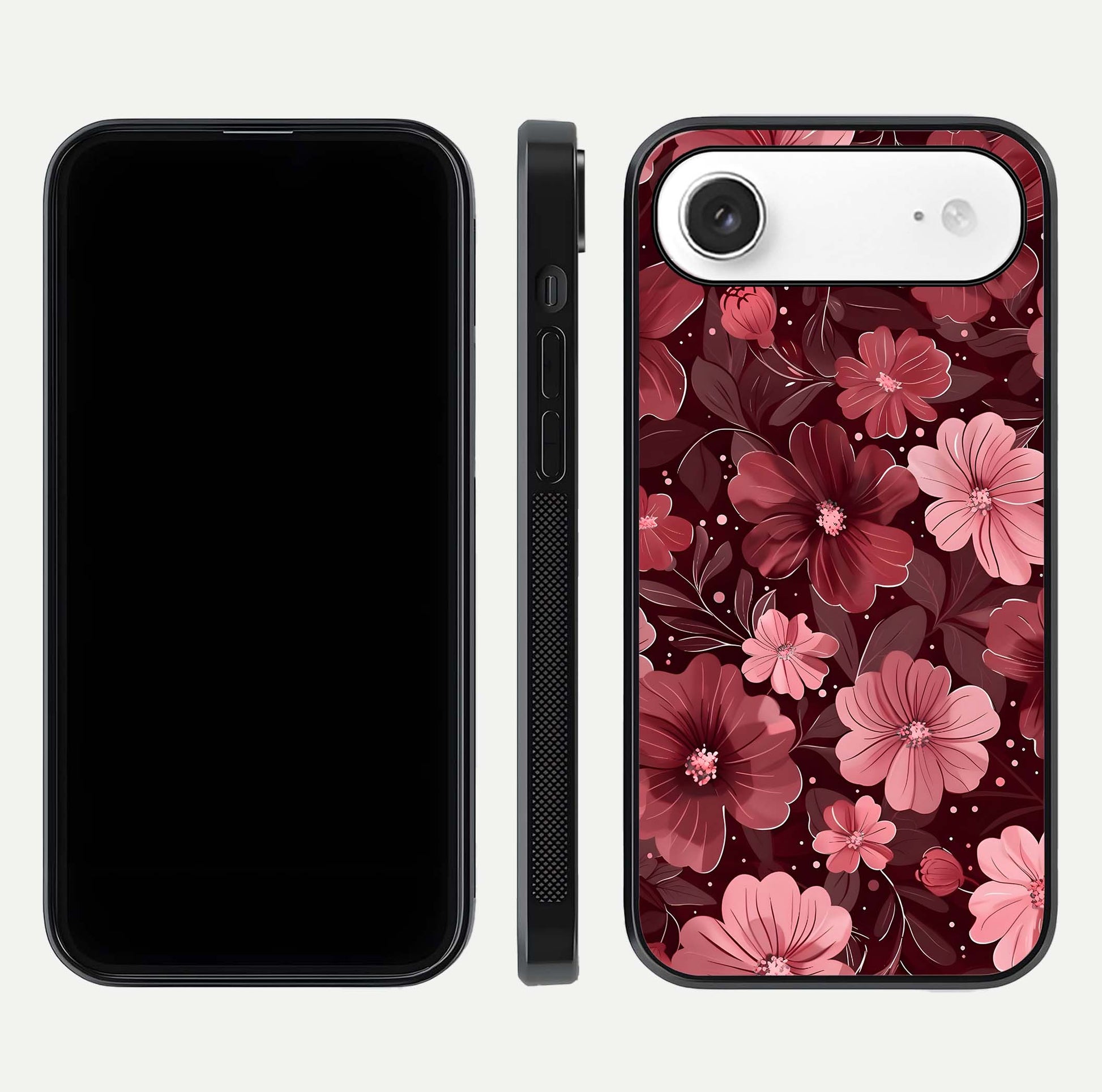 Flower Blush Bloom Glass Case for iPhone Air  dual-view layout displaying HD print and smooth curves