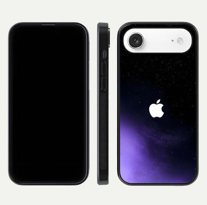 Galaxy Apple Aura Glass Case for iPhone Air  front and back view layout displaying cosmic tones and premium curved glass edges
