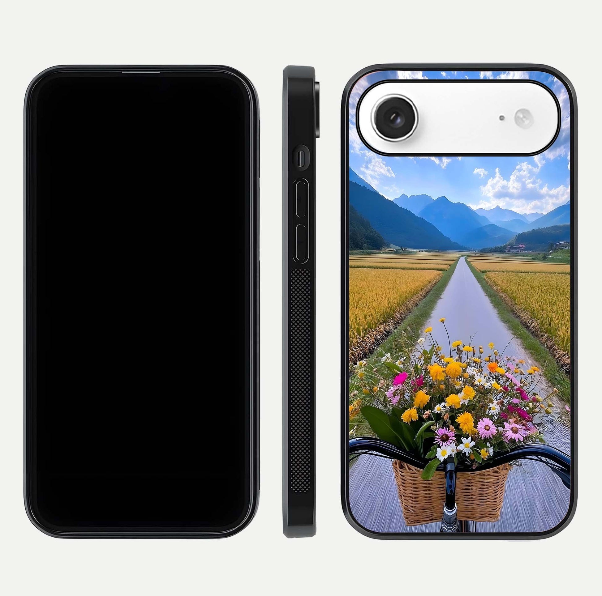 Golden Field Journey Glass Case for iPhone Air  front and back view layout highlighting natural gradient and smooth glass finish
