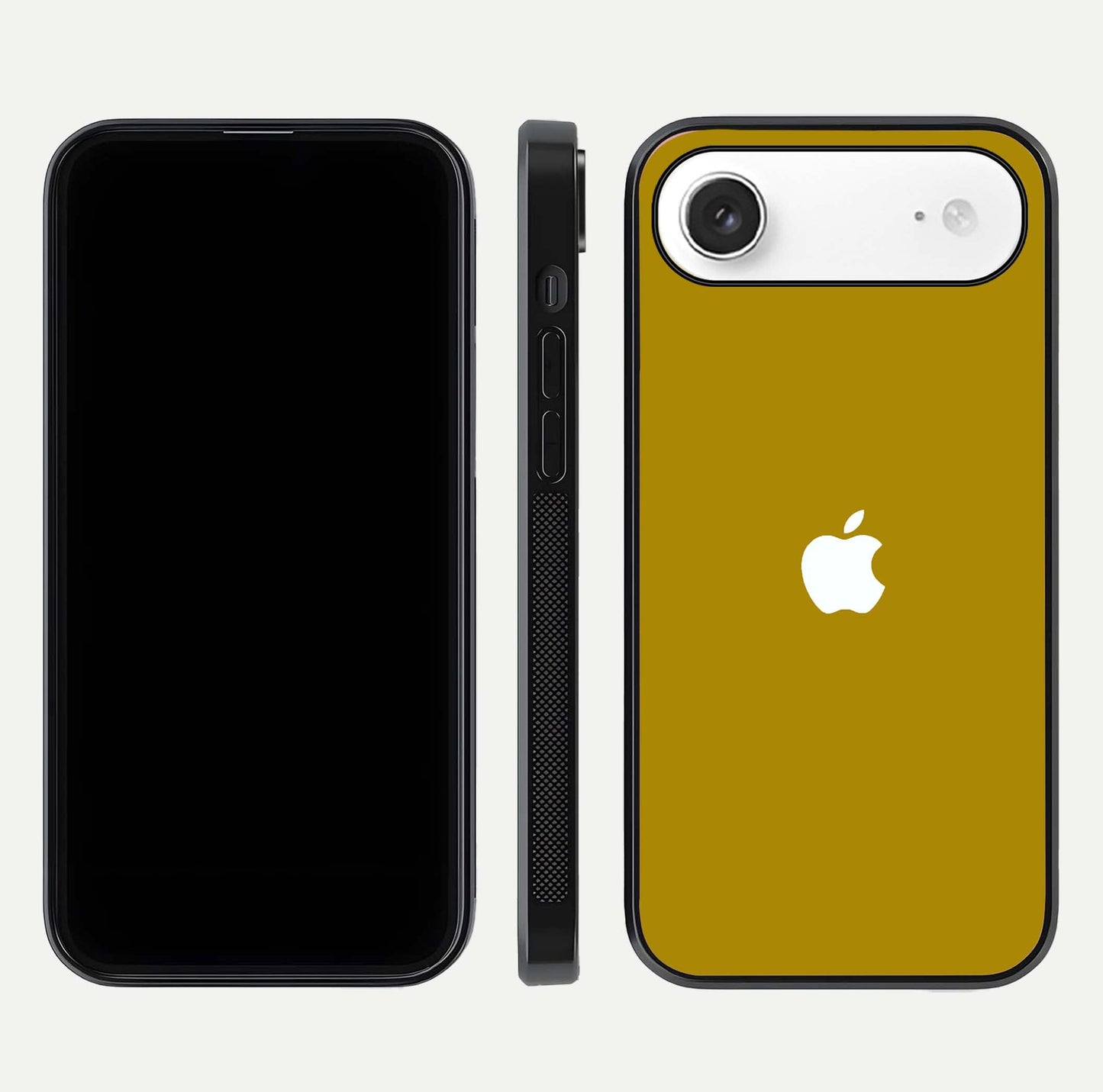 Golden Luxe Aura Glass Case for iPhone Air  front and back view layout highlighting premium tone and curved glass