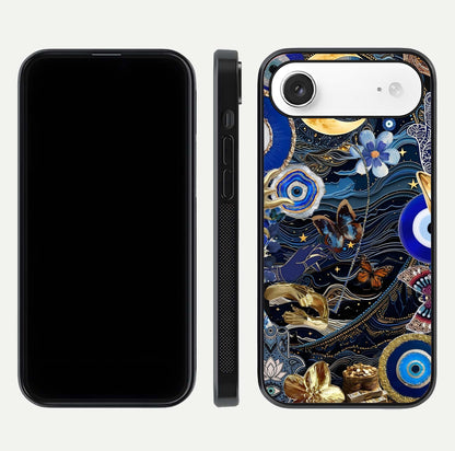 Golden Moon Magic Glass Case for iPhone Air  front and back view layout highlighting celestial tones and curved glass