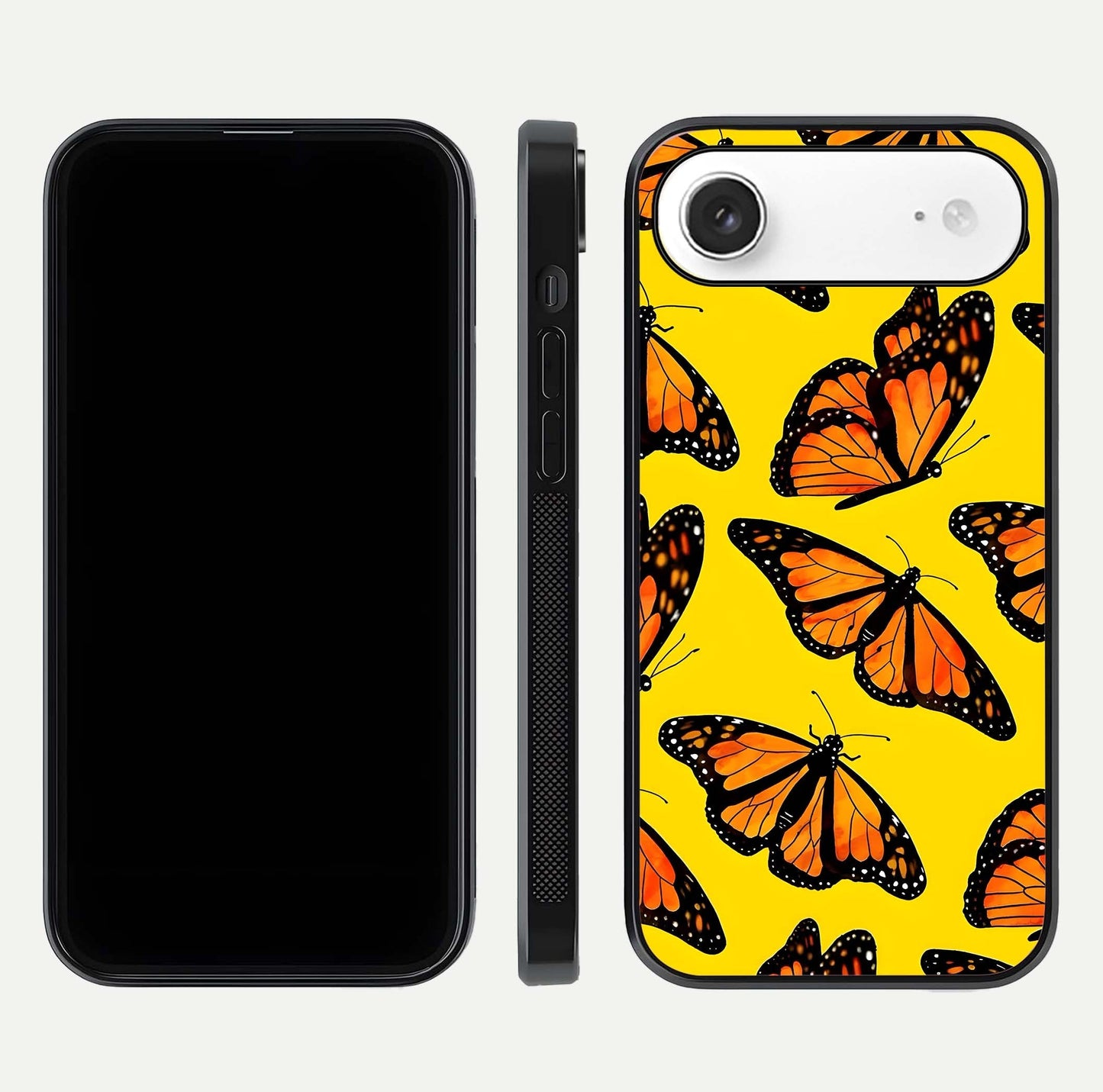 Golden Wing Flight Glass Case for iPhone Air  front and back view layout highlighting graceful lines and curved glass