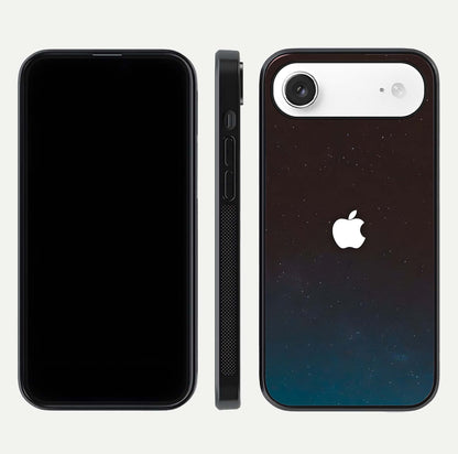 Green Emerald Apple Logo Glass Case for iPhone Air  front and back view layout highlighting vibrant tones and curved glass