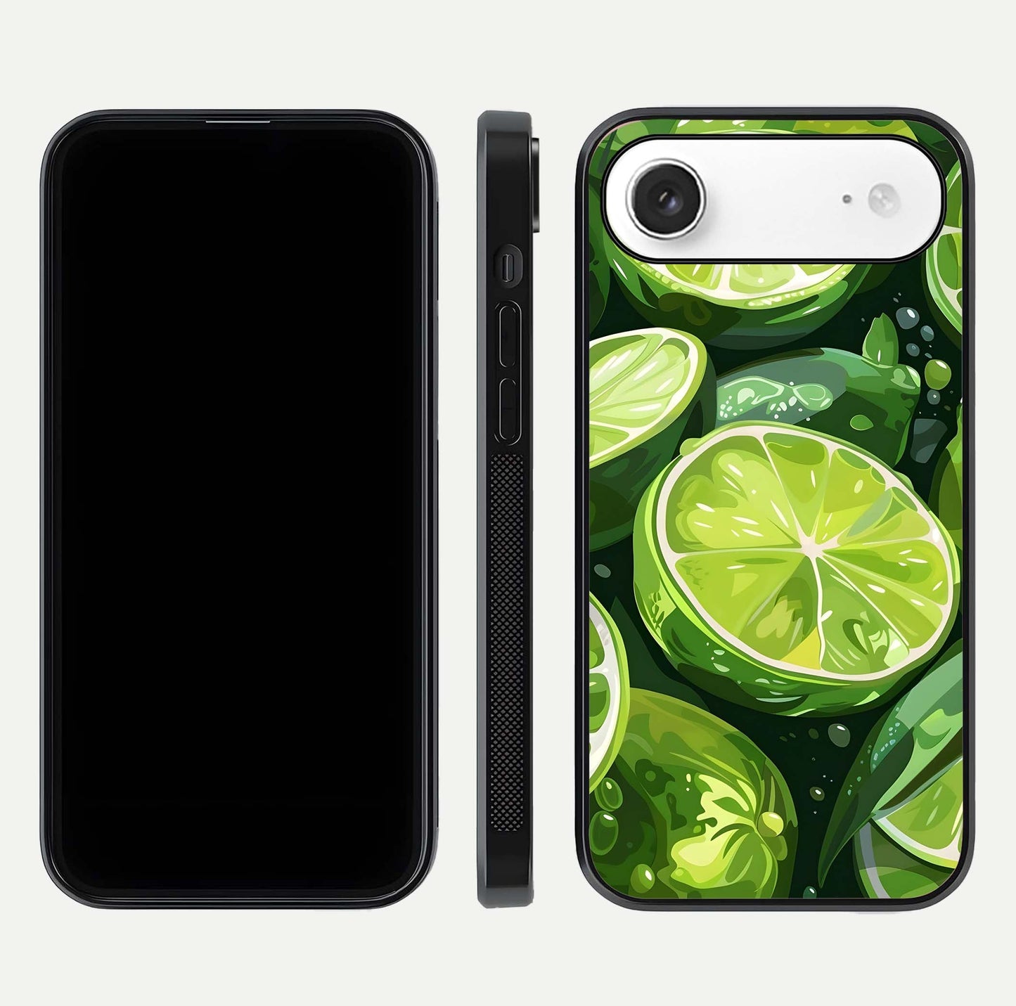 Green Lemon Glass Case for iPhone Air  front and back view layout displaying vibrant yellow-green hues and smooth edges