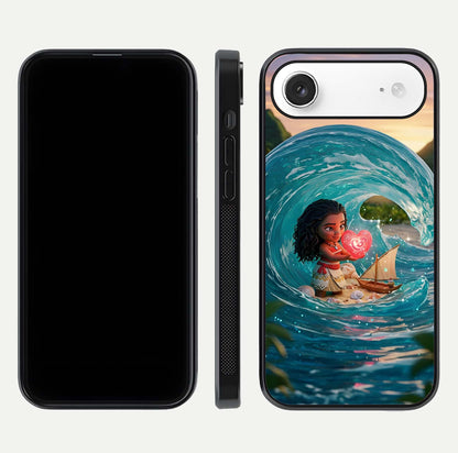 Heart of Ocean Glass Case for iPhone Air  front and back view layout highlighting sea-themed art and curved glass edges