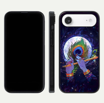 Krishna Hands Art Glass Case for iPhone Air  front and back view layout displaying soft edges and spiritual tones