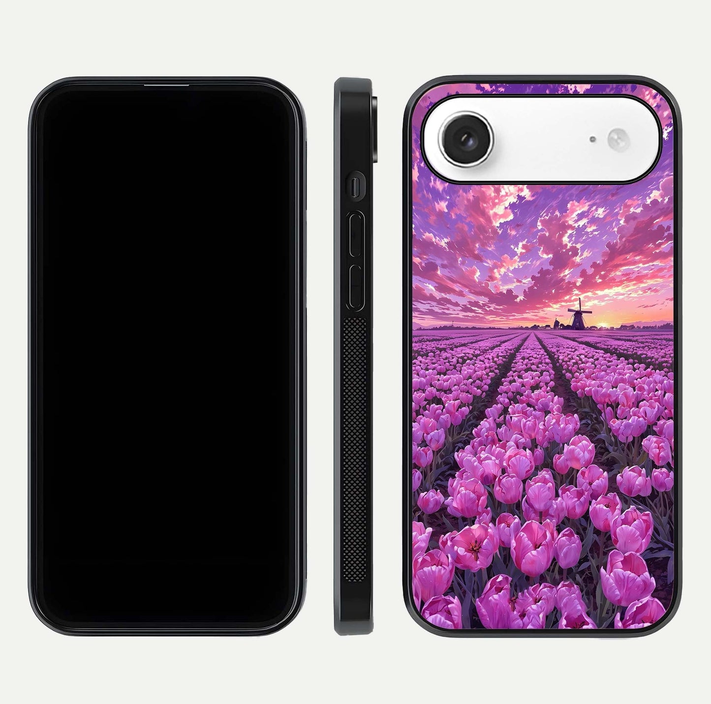 Lavender Dream Skies Glass Case for iPhone Air  front and back view layout highlighting dreamy sky gradient