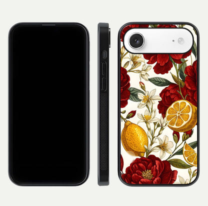 Lemon Rose Charm Glass Case for iPhone Air  front & back layout highlighting soft yellow tones and curved edges