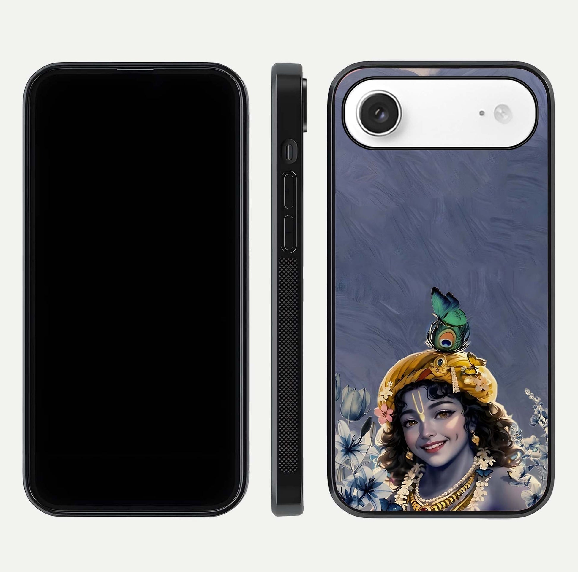 Lord Krishna Glass Case for iPhone Air  front & back layout displaying soft tones and elegant edges