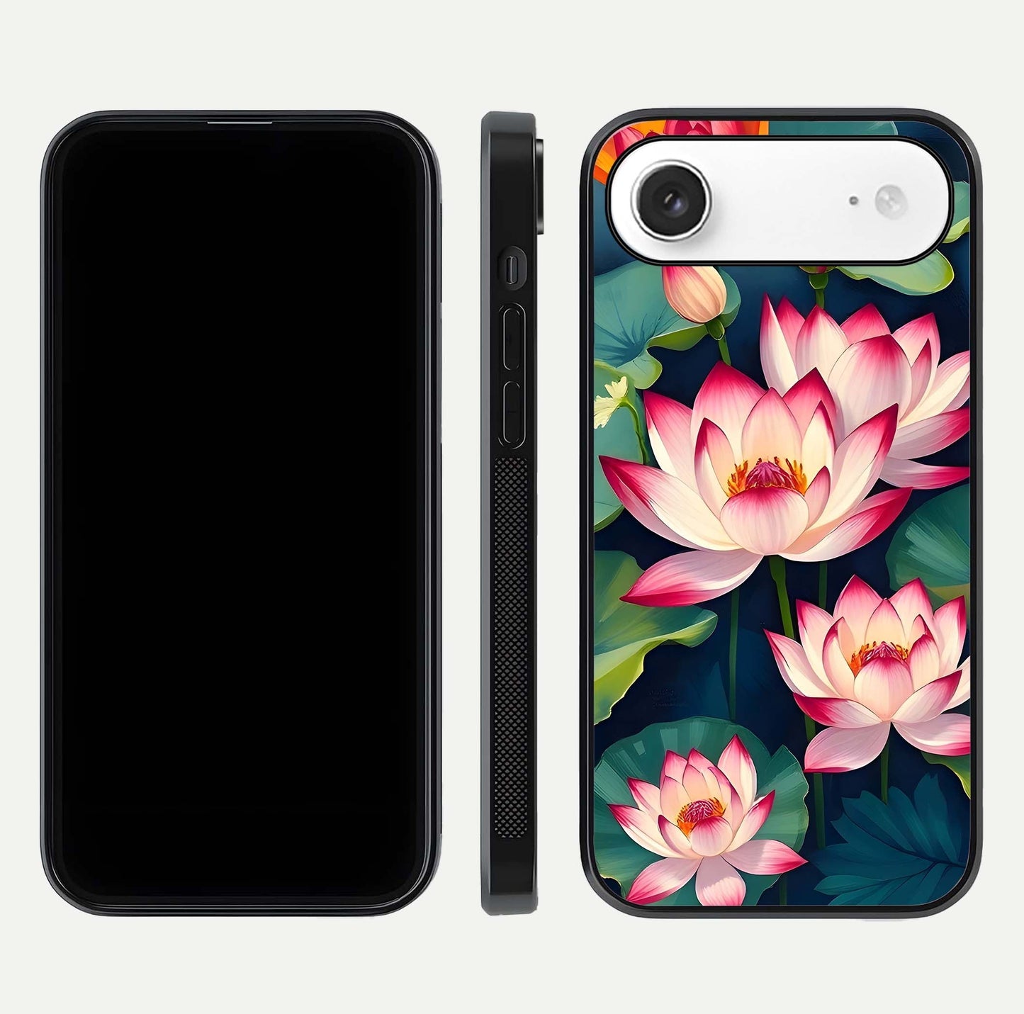Lotus Dream Serenity Glass Case for iPhone Air  front & back layout with elegant finish and edge curve