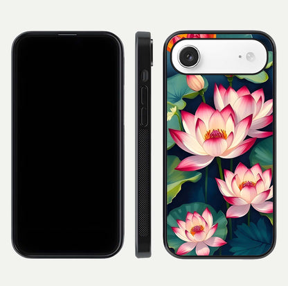Lotus Dream Serenity Glass Case for iPhone Air  front & back layout with elegant finish and edge curve