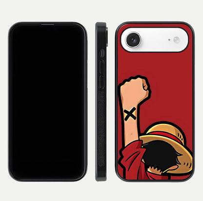 Luffy X Spirit Glass Case for iPhone Air  front & back layout displaying anime theme and curved edges