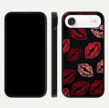 Midnight Kiss Love Glass Case for iPhone Air  front & back view layout showing romantic theme and smooth curves