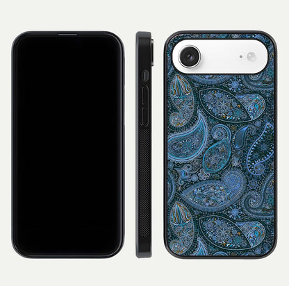 Midnight Paisley Glow Glass Case for iPhone Air  front & back layout highlighting elegant edge finish