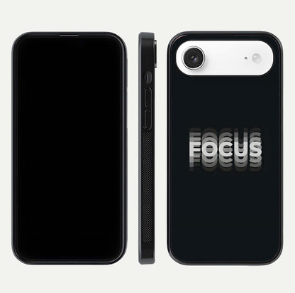Mono Focus Vision Glass Case for iPhone Air  front & back layout showing clean focus lines and curved edges
