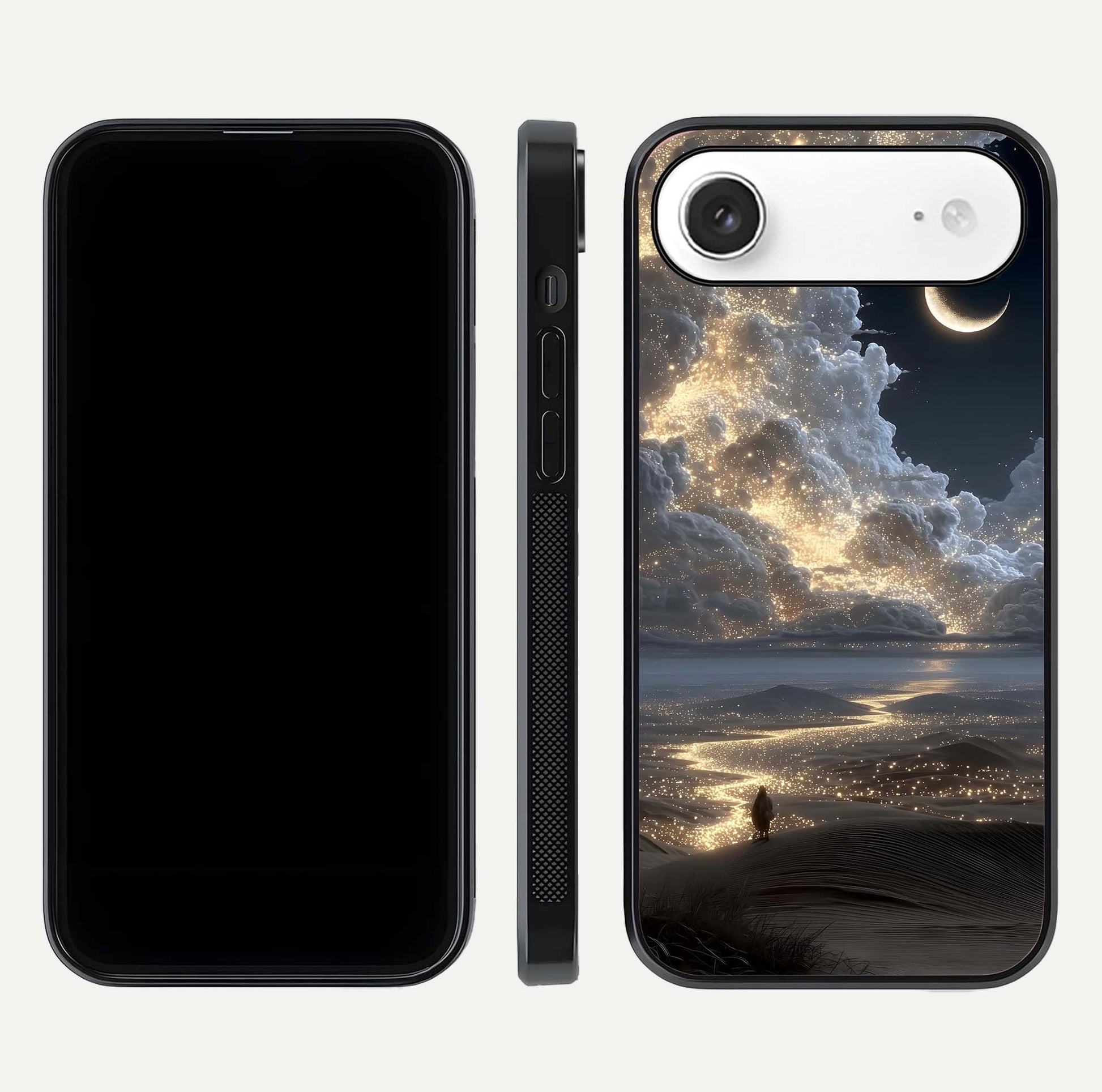 Moonlight Spark Path Glass Case for iPhone Air  front & back layout highlighting calm tones and sleek edges