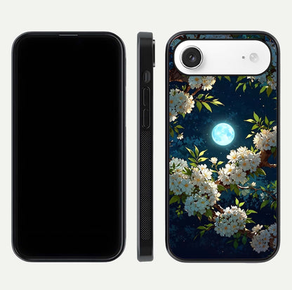 Moonlit Blossom Dream Glass Case for iPhone Air  front & back layout highlighting moonlit tones and edges