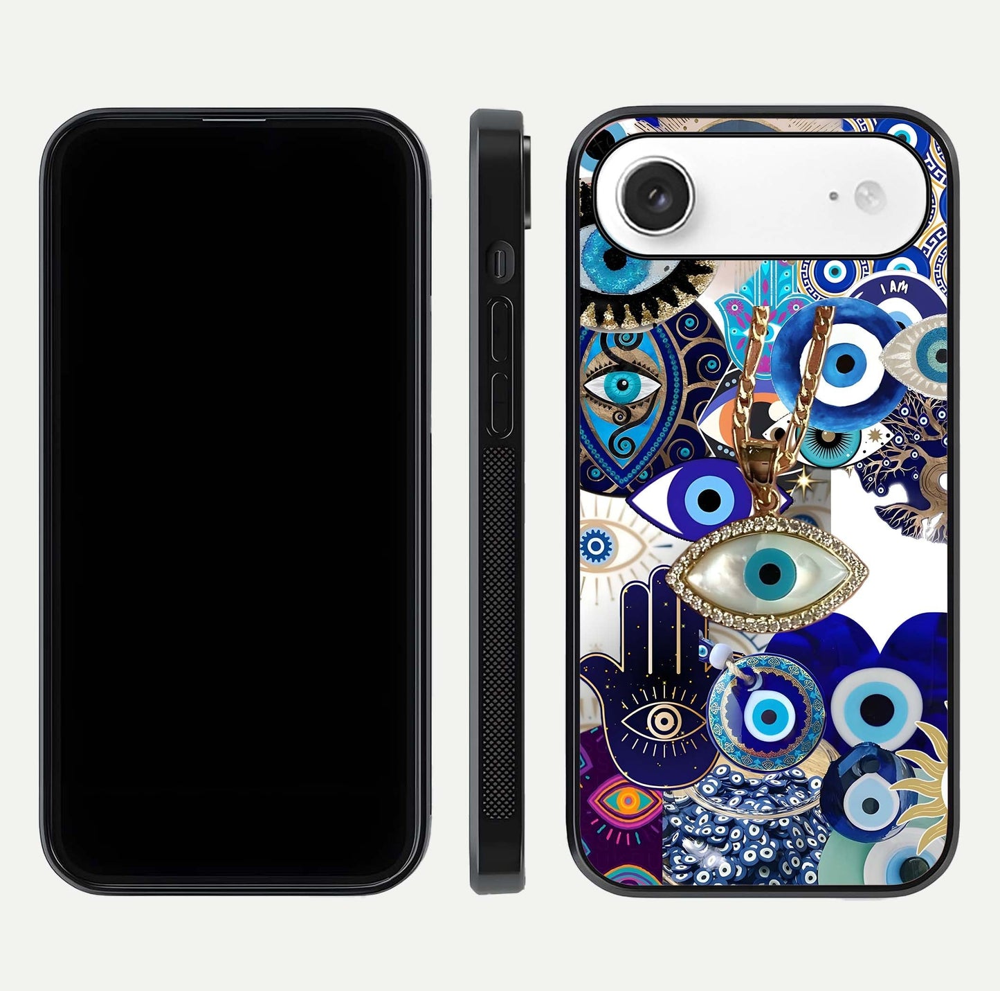 Mystic Charm Eye Glass Case for iPhone Air  front & back layout highlighting spiritual design and edges