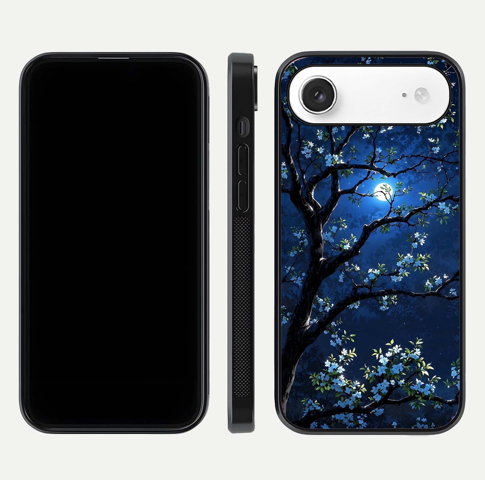 Mystic Floral Night Glass Case for iPhone Air  front & back layout showing elegant floral art and smooth edges
