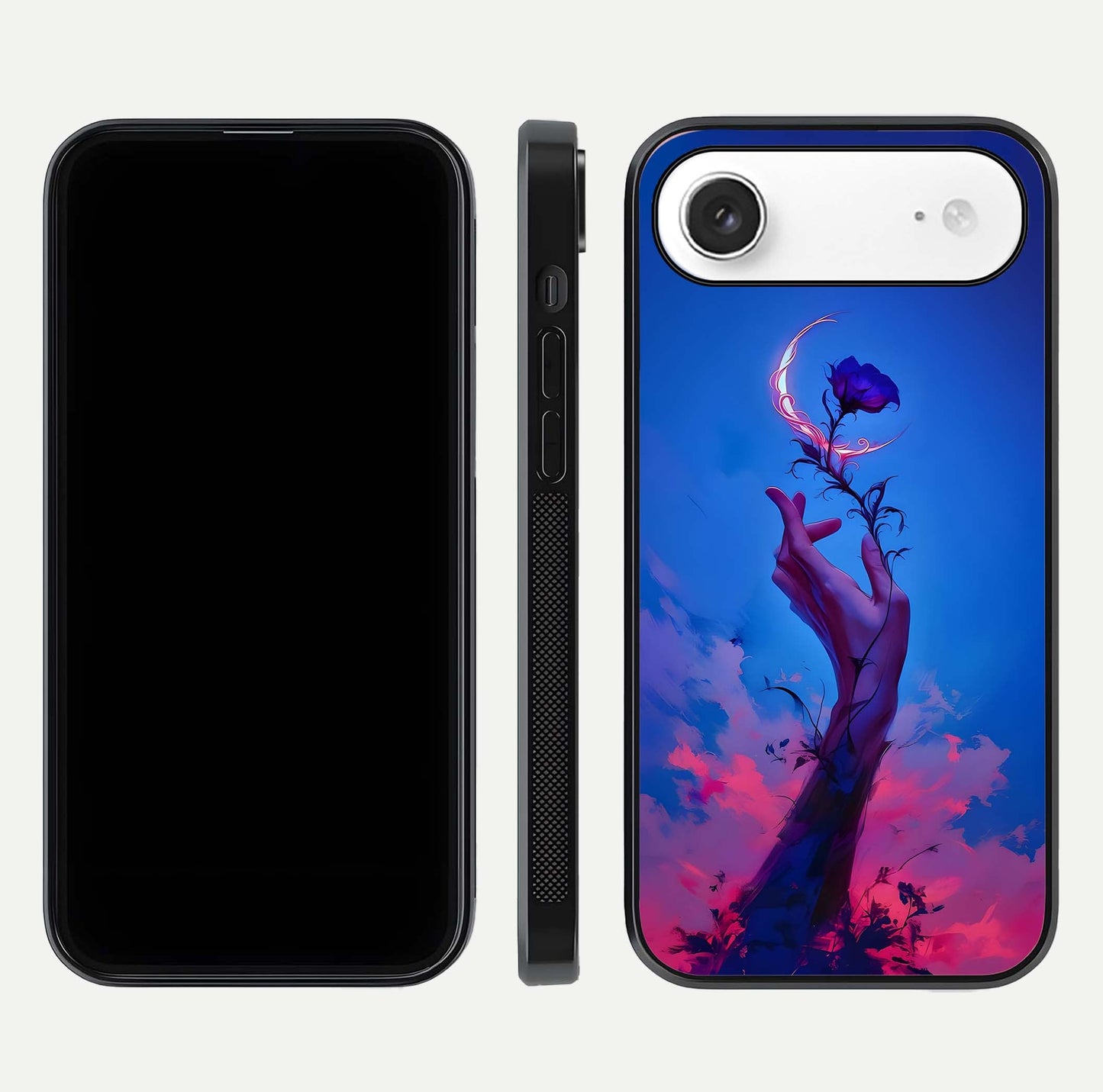 Mystic Hand Glass Case for iPhone Air  front & back layout highlighting mystic design and smooth edges